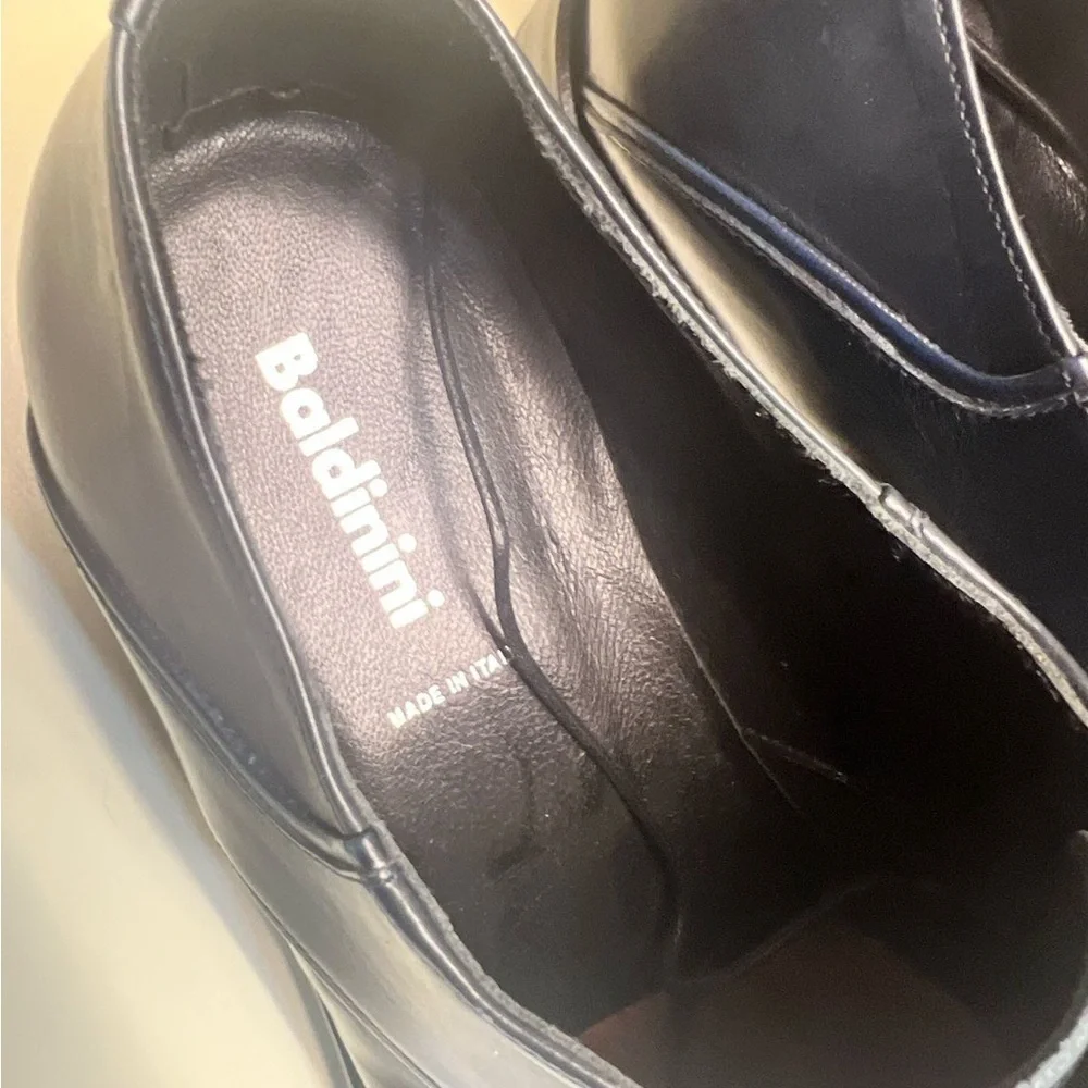 MADE IN ITALY LEATHER Baldinini Black Chukka Boots Polished Leather Lace-Up